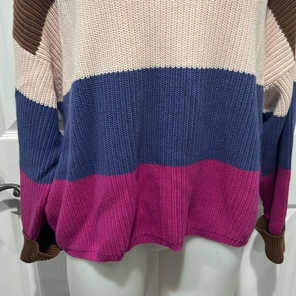 French Connection multicolor striped cotton sweater size large - Picture 4 of 7